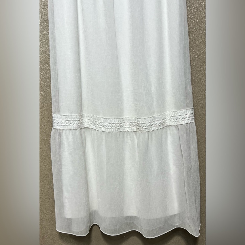 NWT Adrianna Papell Elegant Ivory Chiffon Sleeveless Maxi Dress Boho Vacation - Picture 14 of 15